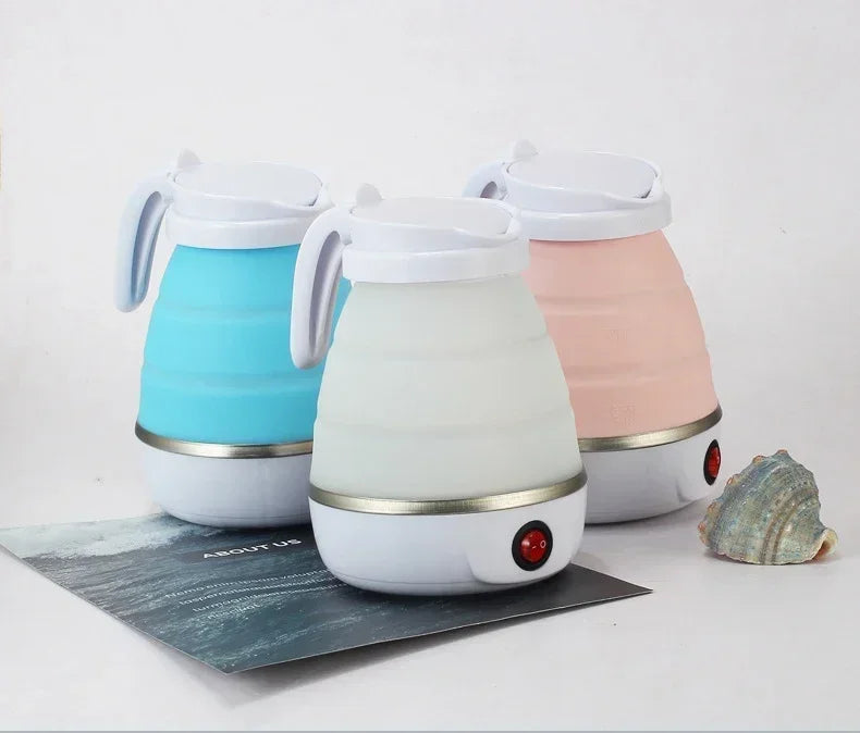 220V 0.6L Mini Folding Kettle Portable Water Heater 600W Silicone Compression Electric Kettle Home Kettle Easy To Travel