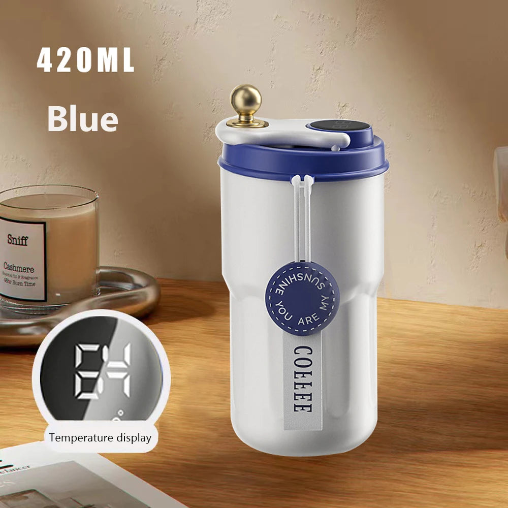 Intelligent Thermos Bottle LED Temperature Display Coffee Cup Thermos Convenient High-value Couple Cup 420ml