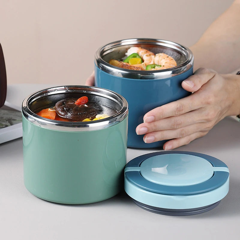 Lunch Box Student Food Containers Soup Jar Stainless Steel Insulated Rice Bucket Circular Large Capacity Breakfast Cup Soup Cup