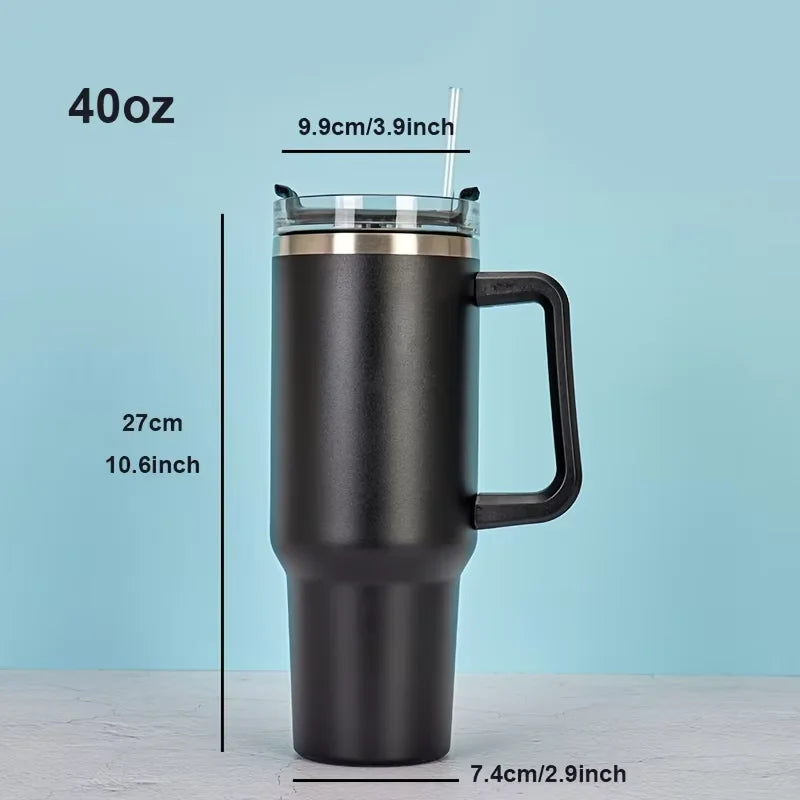 40oz Tumbler Vacuum Insulated Thermos Custom Travel Cup Stainless Steel Water Bottle Coffee Mugs With Handle Outdoor Drinkware - Gabriel