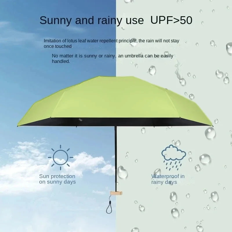 UPF50+ Mini Sun Umbrella Small Pocket Rain Travel Umbrella Vinyl Folding Umbrella UV Protection Sun Shade Pocket Parasol Capsule