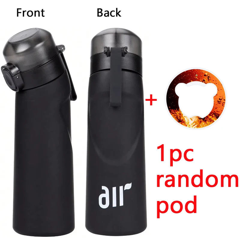 1pc Air Water Bottle With 1pc Random Flavor Pod Sports Fashion Straw Plastic Cup Leak Proof for Outdoor Sports Fitness