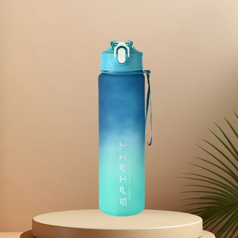 Sports Water Bottle with Time-Tracking Straw Leak Proof Locking Flip Cover for Easy Carry Ideal for Outdoor Adventures