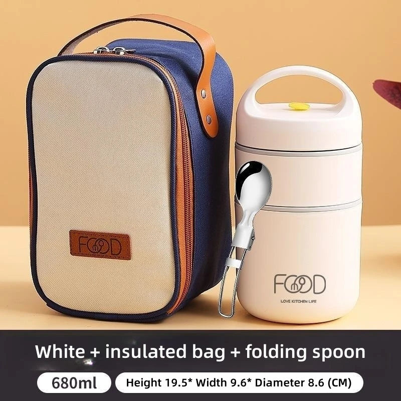 Thermal Porridge Cup Stainless Steel Insulated Lunch Bag Food Warmer 680ml Thermos Soup Cup Lunch Box for Kids School Outdoor