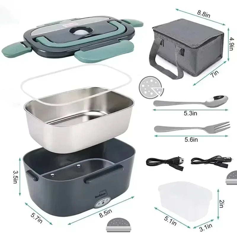 Office Thermal Lunch Boxes, Portable Electric Lunch Boxes, Water Free Heating Bento Box Stainless Steel Food Warmer