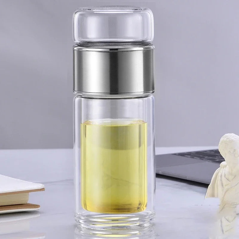 Tea Water Bottle High Borosilicate Glass Double Layer Tea Water Cup Infuser Tumbler Drinkware Water Bottle With Tea Filter