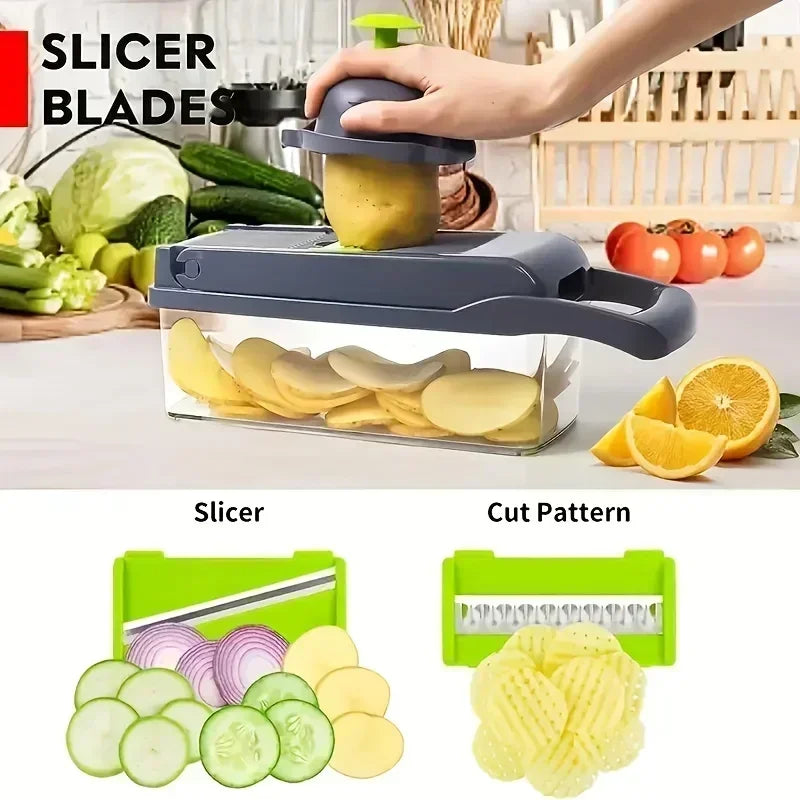 Multifunctional vegetable chopper 14/16 in one chopper handle food grate chopper kitchen vegetable slicer dicing machine cutting