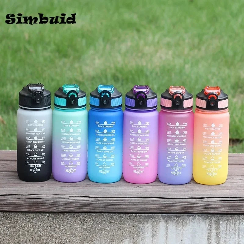 1 Liter Large Capacity Sports Water Bottle Leak Proof Colorful Plastic Cup Drinking Outdoor Travel Portable Gym Fitness Jugs