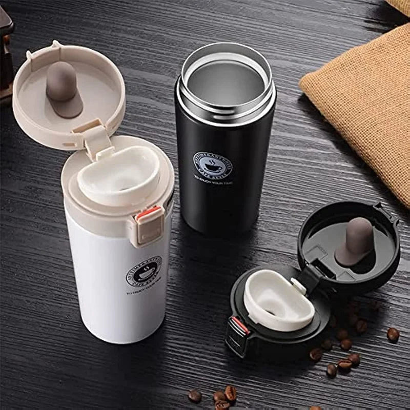 380/500ml Insulated Coffee Cup Tea Cup Double-layer Stainless Steel Vacuum Insulated Outdoor Sports Creative Bouncing Coffee Cup