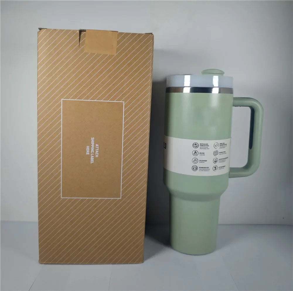 40oz Tumbler with Handle Flask Lasting Hot Water Thermos Stainless Steel Thermal Cups for Sport Bottles Iced Cooffee Mug