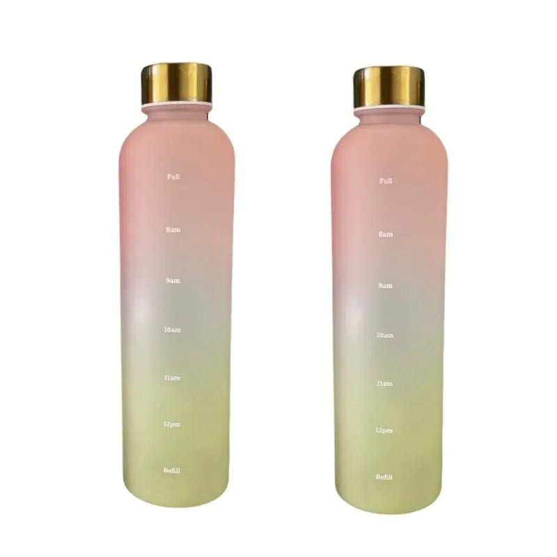 1L Bottle With Time Marker 32 OZ Motivational Reusable Fitness Sports Outdoors Travel Leakproof BPA Free Frosted Plastic