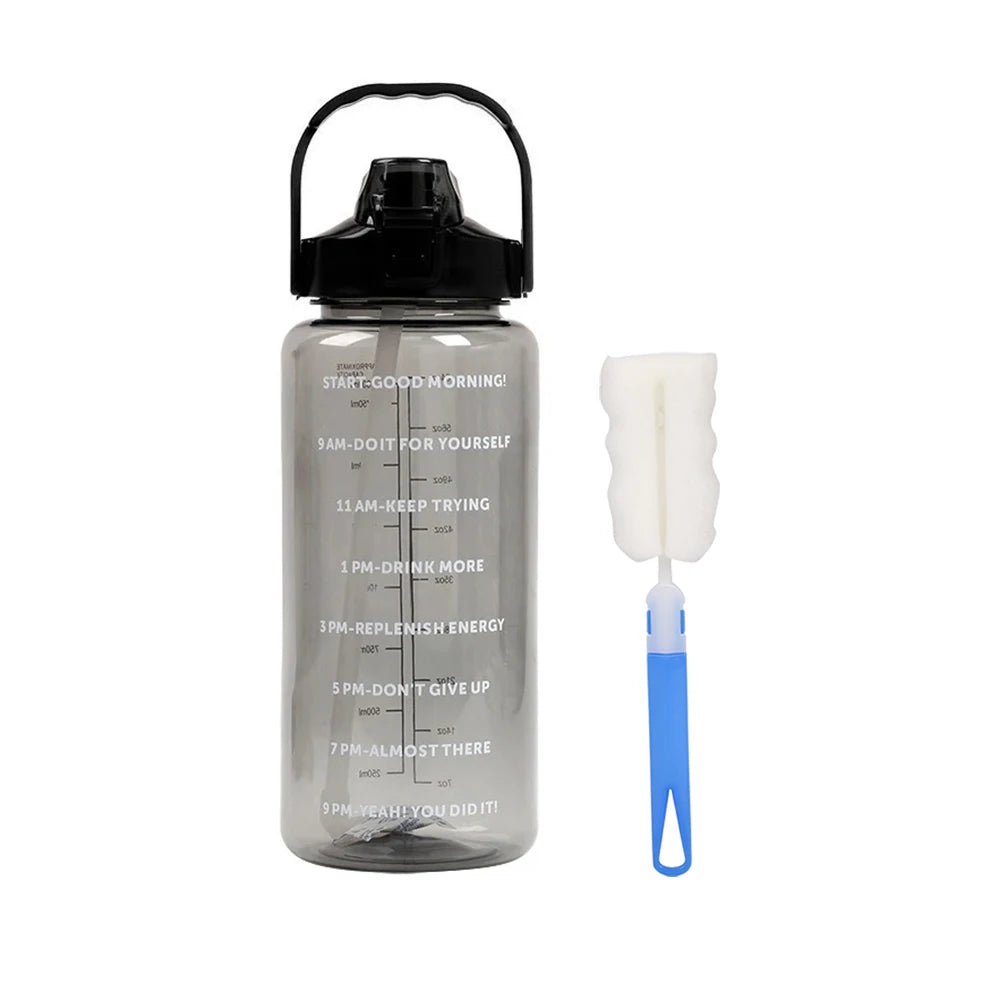 2L Large Water Bottle Portable Plastic Straw Travel Bottle Sports Fitness Cup High Value Big Cup Adult Universal Water Bottle