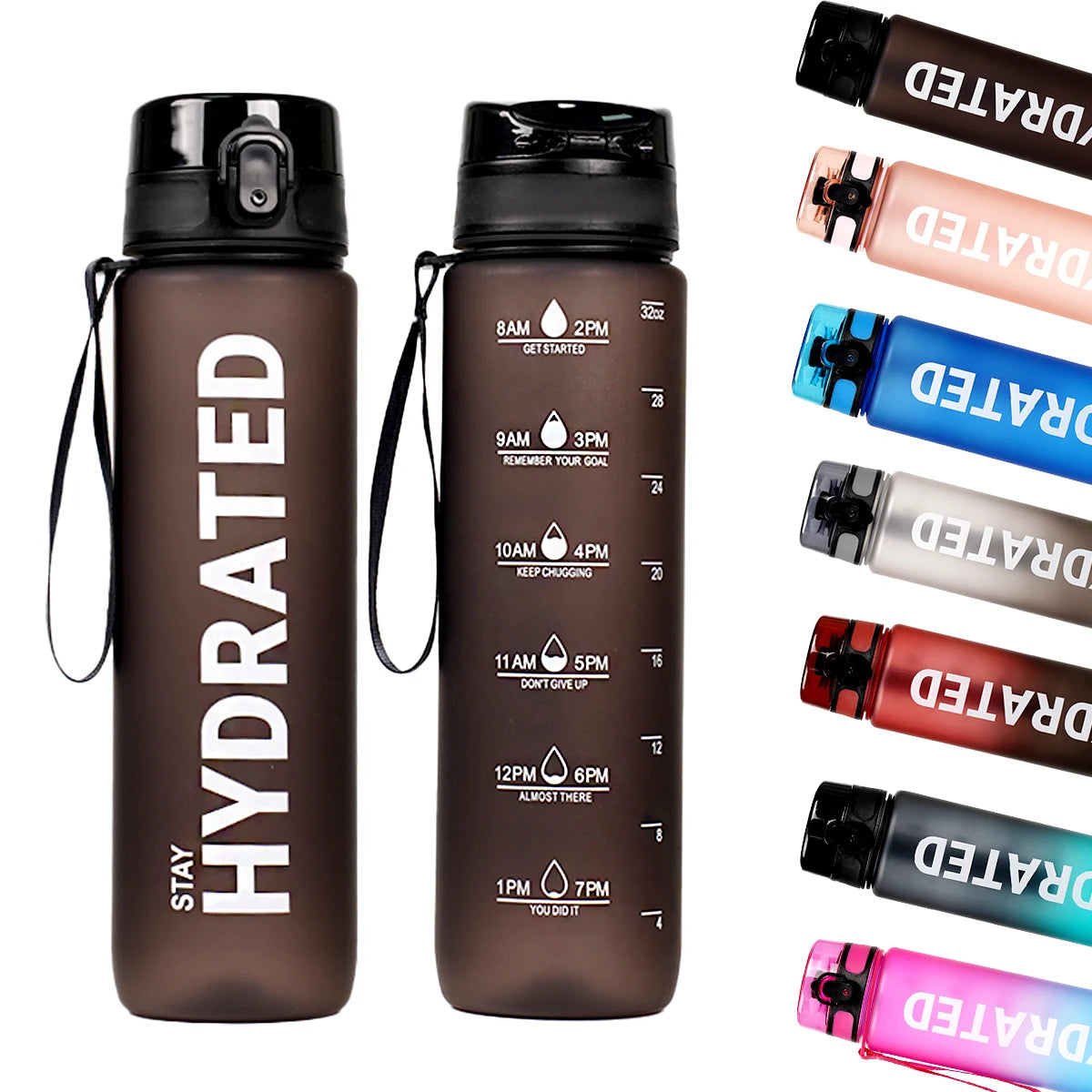 Water Bottle 7 colors 32oz Leak Proof Colorful Plastic Travel drinkware Large Capacity Water Jugs Drinking for Outdoor Hiking