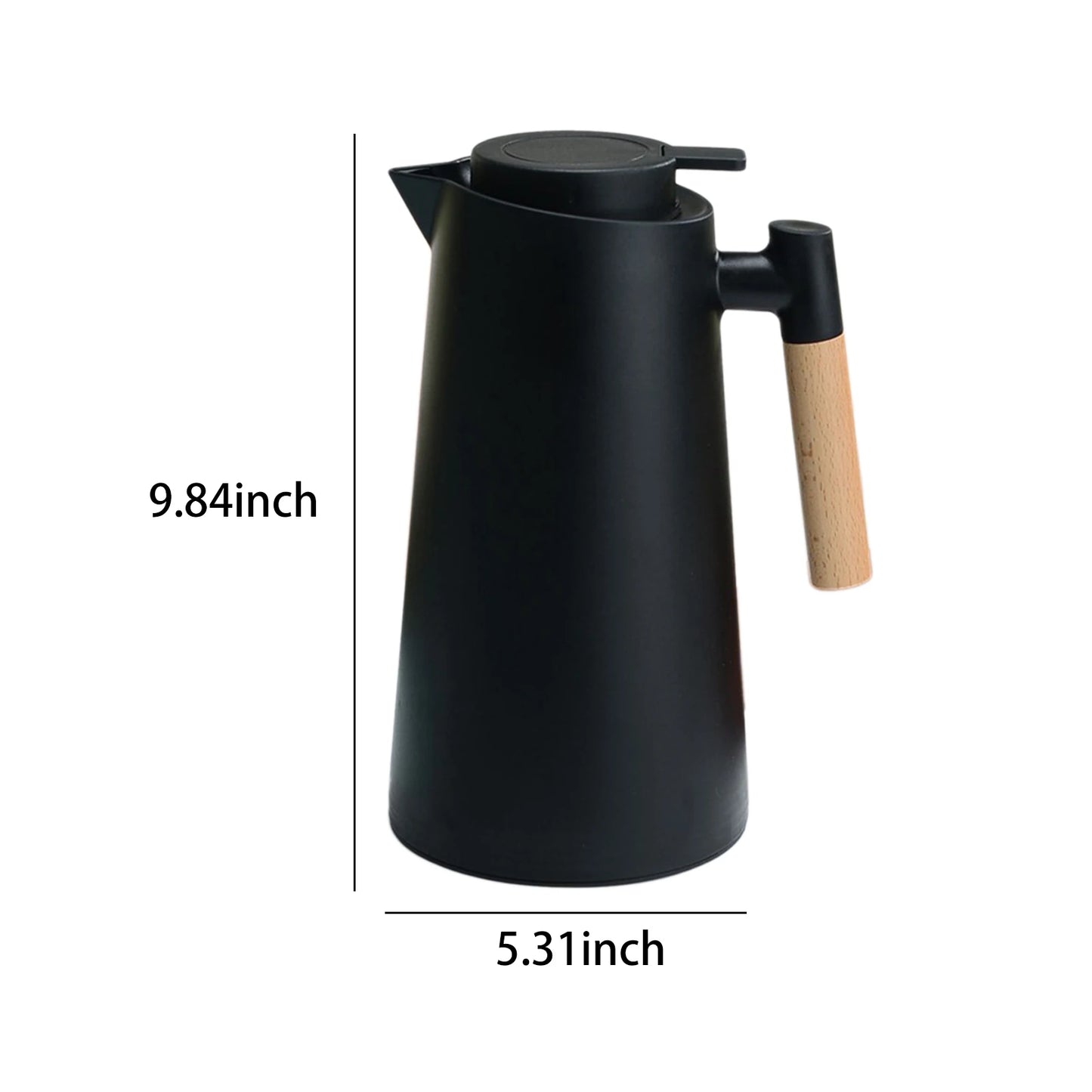 1L Thermal Coffee Carafe Double Walled Vacuum Coffee Pot Thermos Pot With Wood Handle Kettle Insulated Carafe Keeping Hot Cold