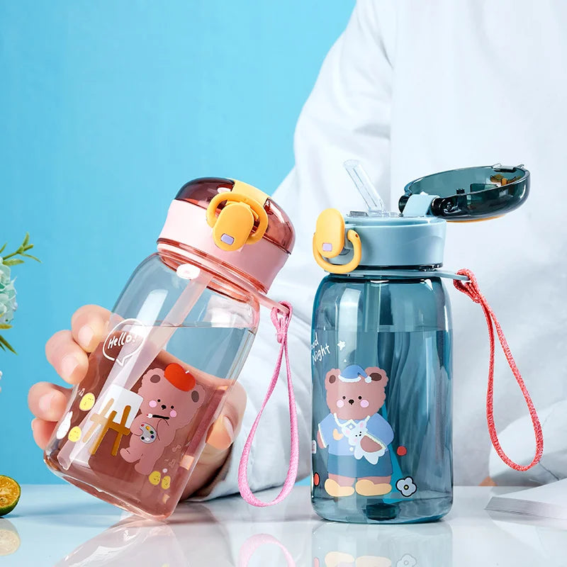 GIANXI Kids Water Sippy Cup With Straw Cartoon Leakproof Water Bottles Outdoor Portable Drink Bottle Children's Lovely Cup