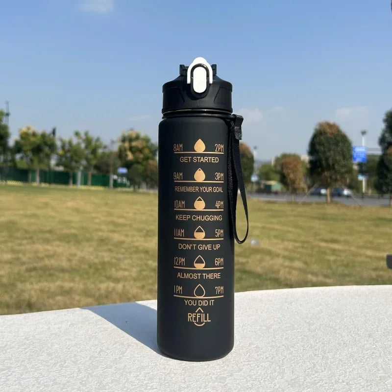 600ML Sports Water Bottle with Time Marker Leak-proof Cup Motivational Portable Water bottle for Outdoor Sport Fitness