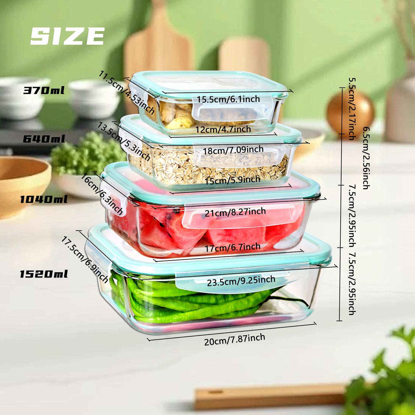 SIAZIH High Borosilicate Glass Food Storage Container With Lid Microwave Heating Sealed Lunch Box Refrigerated Fresh