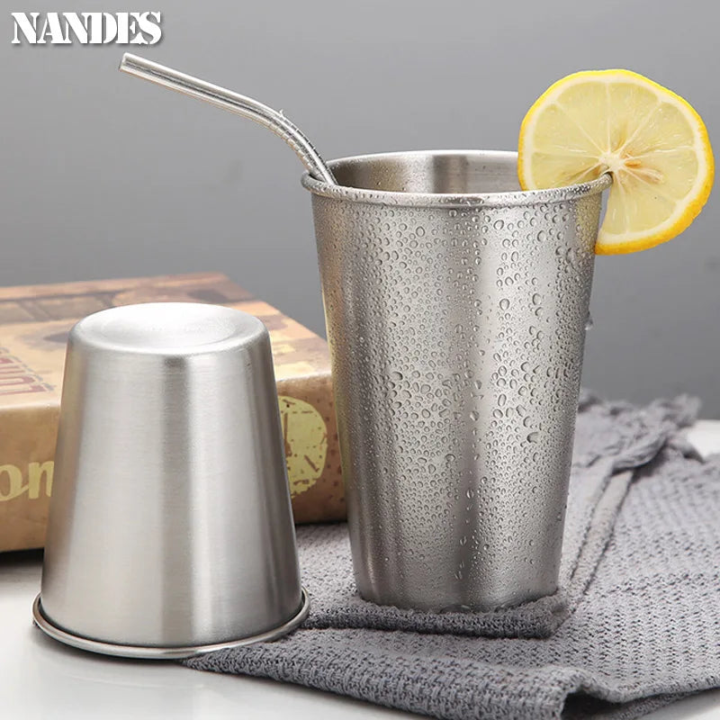 Stainless Steel Metal Cup Beer Cups Household Office Bar Wine Glass Coffee Tumbler Travel Camping Mugs Tea Mug Set Outdoor - Gabriel