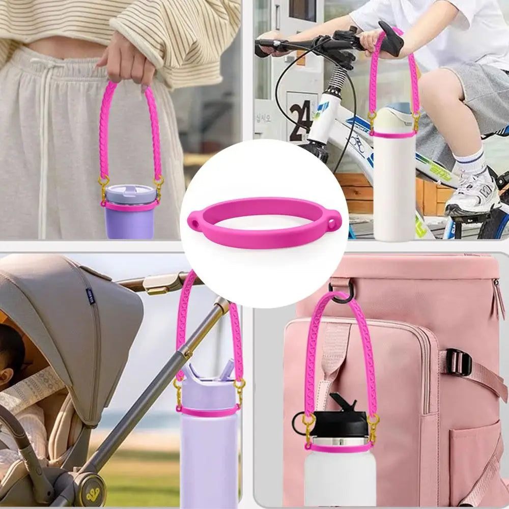 Portable Silicone Drawstring Ring Bottle Sleeve Water Cup Handle Strap Silicone Ring Strap DIY Water Cup Handle Ring for Cup