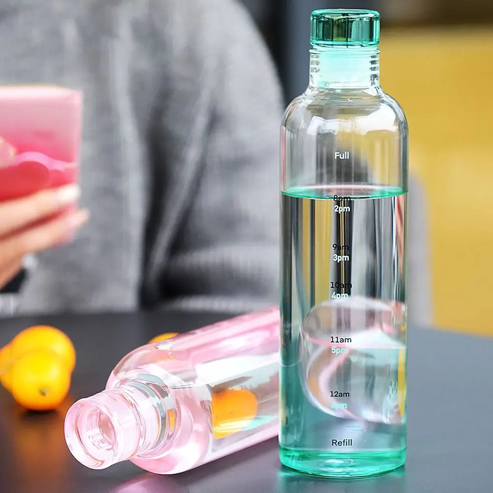 500/750ML Water Bottle INS Style Timescale Transparent Tea Coffee Cup Leakproof Juice Bottle for Student