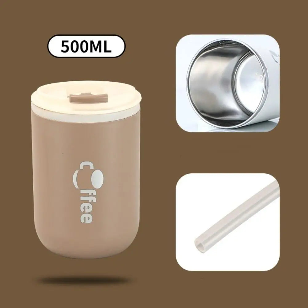 16.9oz Stainless Steel Thermos Cups Coffee Thermal Mug Leak-Proof Travel Car Vacuum Flask Insulated Cup Milk Tea Water Bottle