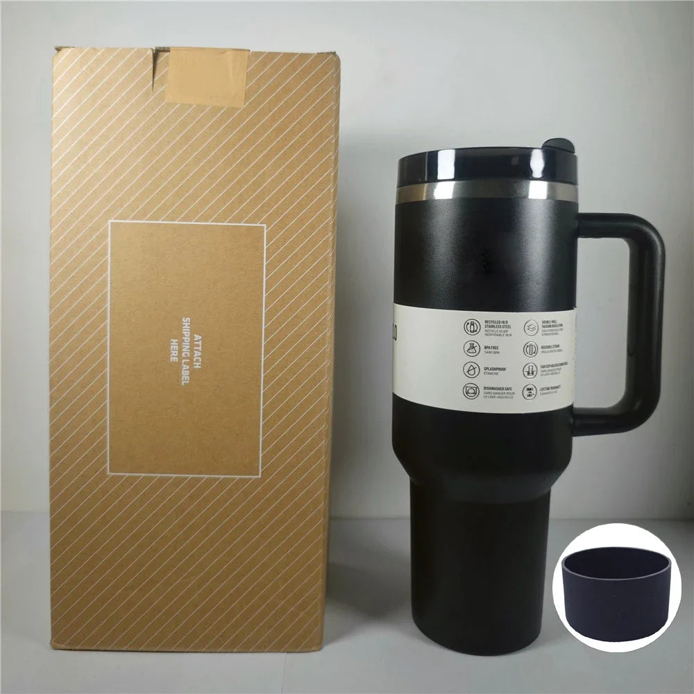 40oz Tumbler with Handle Flask Lasting Hot Water Thermos Stainless Steel Thermal Cups for Sport Bottles Iced Cooffee Mug