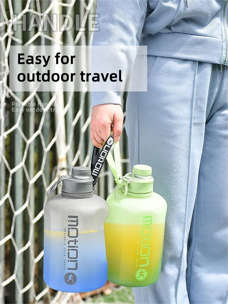 2.2L Large Capacity Sports Water Bottle Outdoor Fitness Kettle Gradient Plastic Water Cup Students Portable Big Ton Ton Barrel