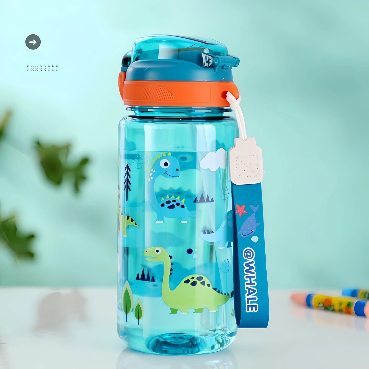 600ml Dinosaur Water Bottle For Kids Water Sippy Cup With Silicone Straw Leakproof Plastic Water Bottles Summer Kids Water Cup