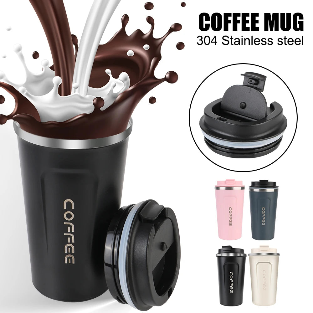 Thermo Cafe Doppelter Kaffeebecher aus Edelstahl für Tee, Wasser, Kaffee, 380/510 ml, auslaufsicher, Reise-Thermobecher, Auto-Thermosbecher