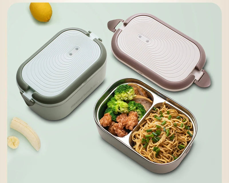 220V 110V Electric Lunch Box Stainless Steel Food Warmer Heating Bento Box 1L EU US Plug School Office Thermostatic Heater 18W