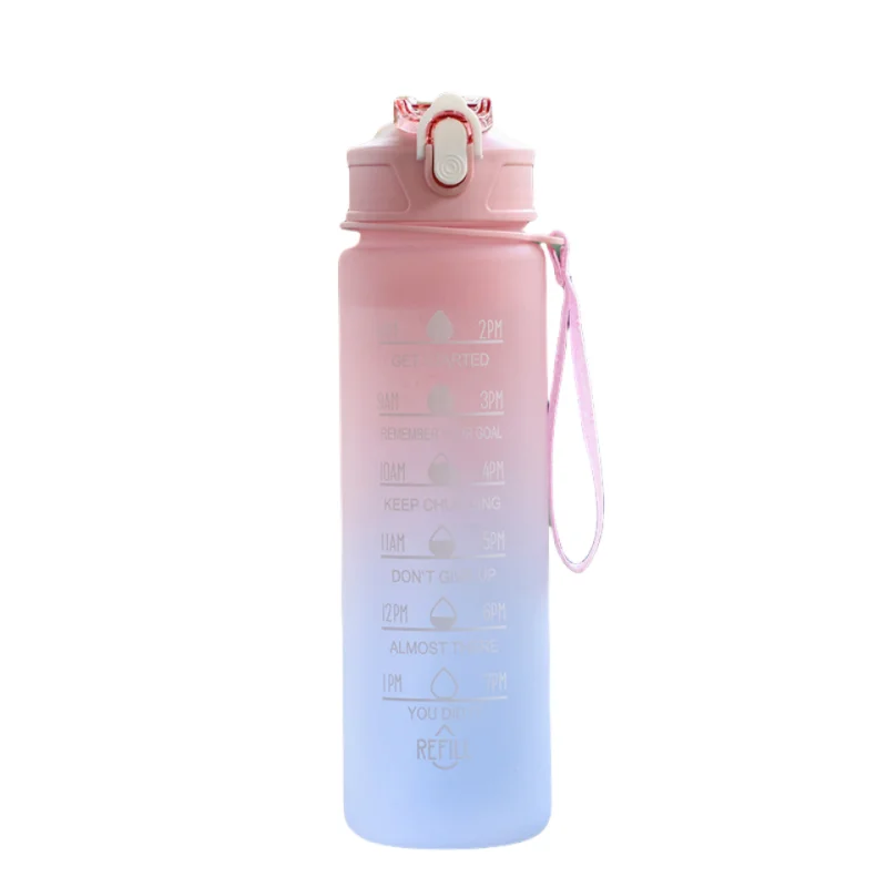 Sports Water Bottle with Time-Tracking Straw Leak Proof Locking Flip Cover for Easy Carry Ideal for Outdoor Adventures