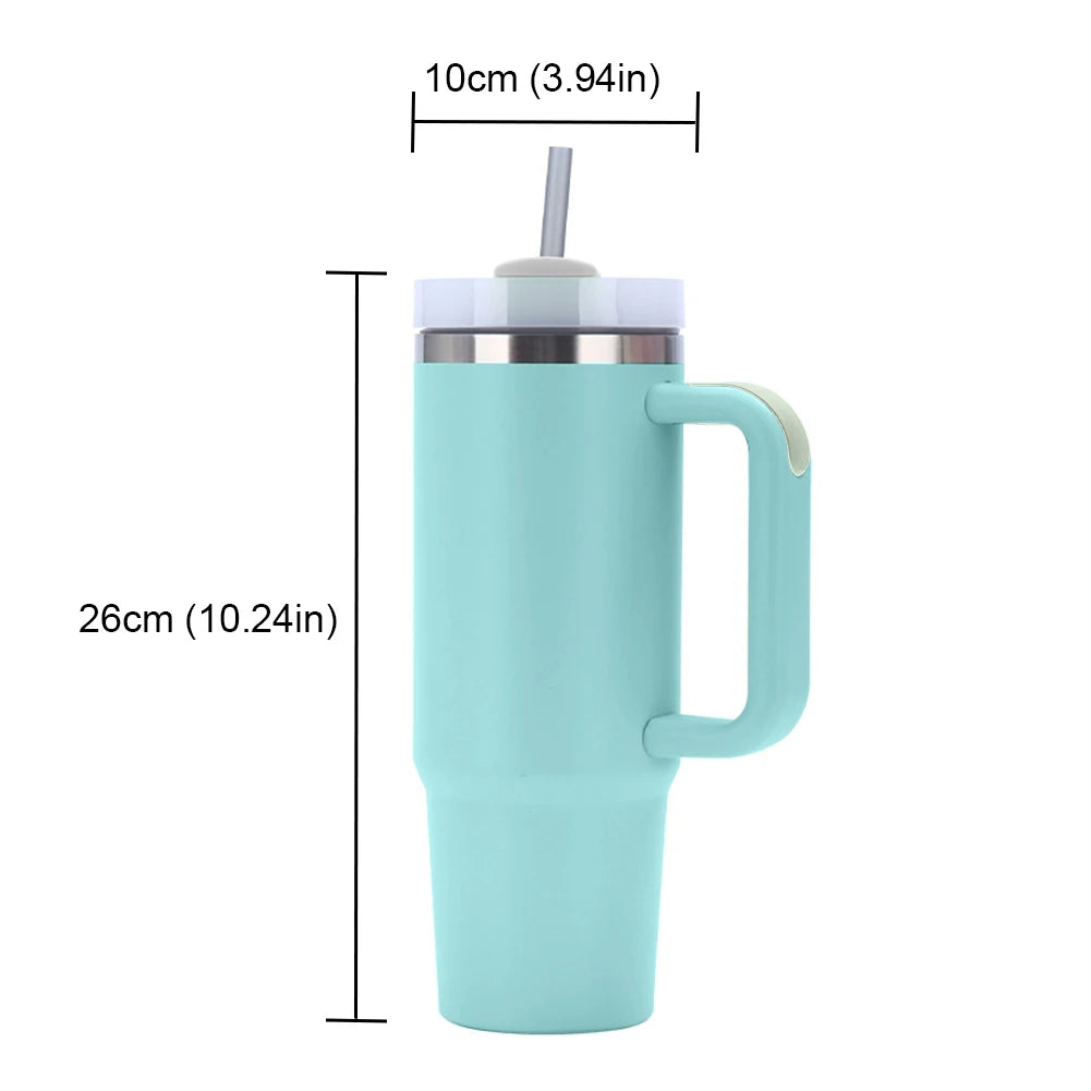 40oz Straw Double-Layer Insulated Cup with Handle Portable Water Cup Stainless Steel Travel Vacuum  for Cold Hot Beverages - Gabriel