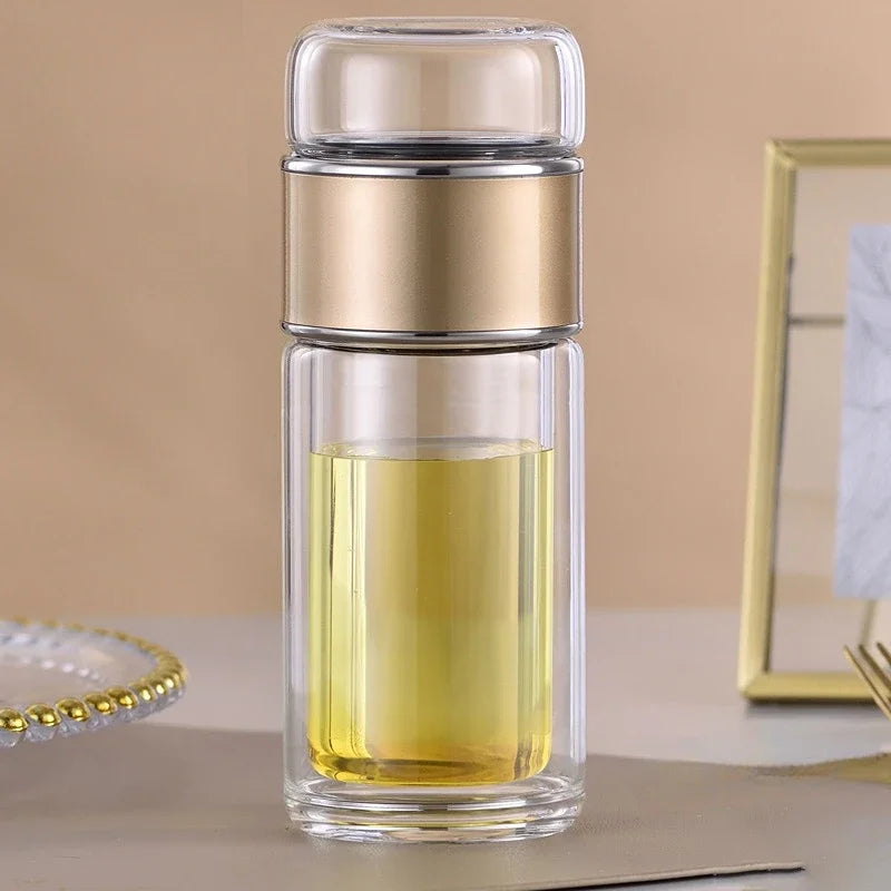 Tea Water Bottle High Borosilicate Glass Double Layer Tea Water Cup Infuser Tumbler Drinkware Water Bottle With Tea Filter