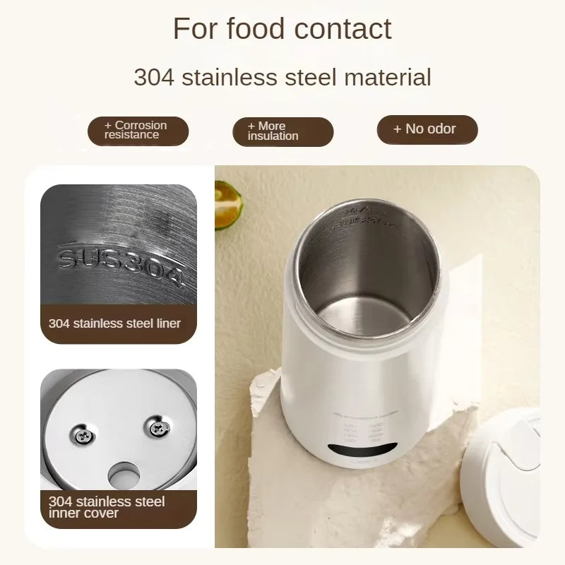 Portable Electric Kettle 400ml Automatic Shutoff Water Boiler Stainless Steel LED Baby Bottle Warmer Travel Smart Electric Cup