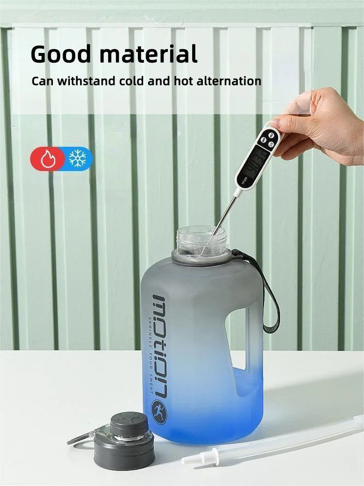 Sports Straw Large Capacity Fiess With Scale Gradient Kettle Outdoor Plastic Portable Water Bottle