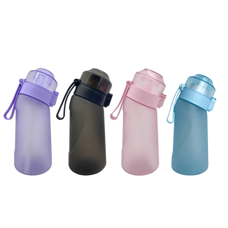 LUSQI 500ML Air Flavored Water Bottle With 9 Flavor Rings Sports Fashion Straw For Outdoor Sports Activities