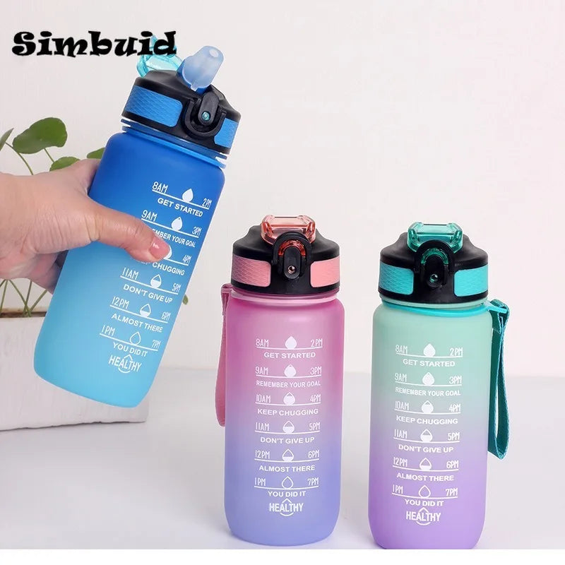 600ML Sports Water Bottle with Time Marker Leak-proof Cup Motivational Portable Water bottle for Outdoor Sport Fitness