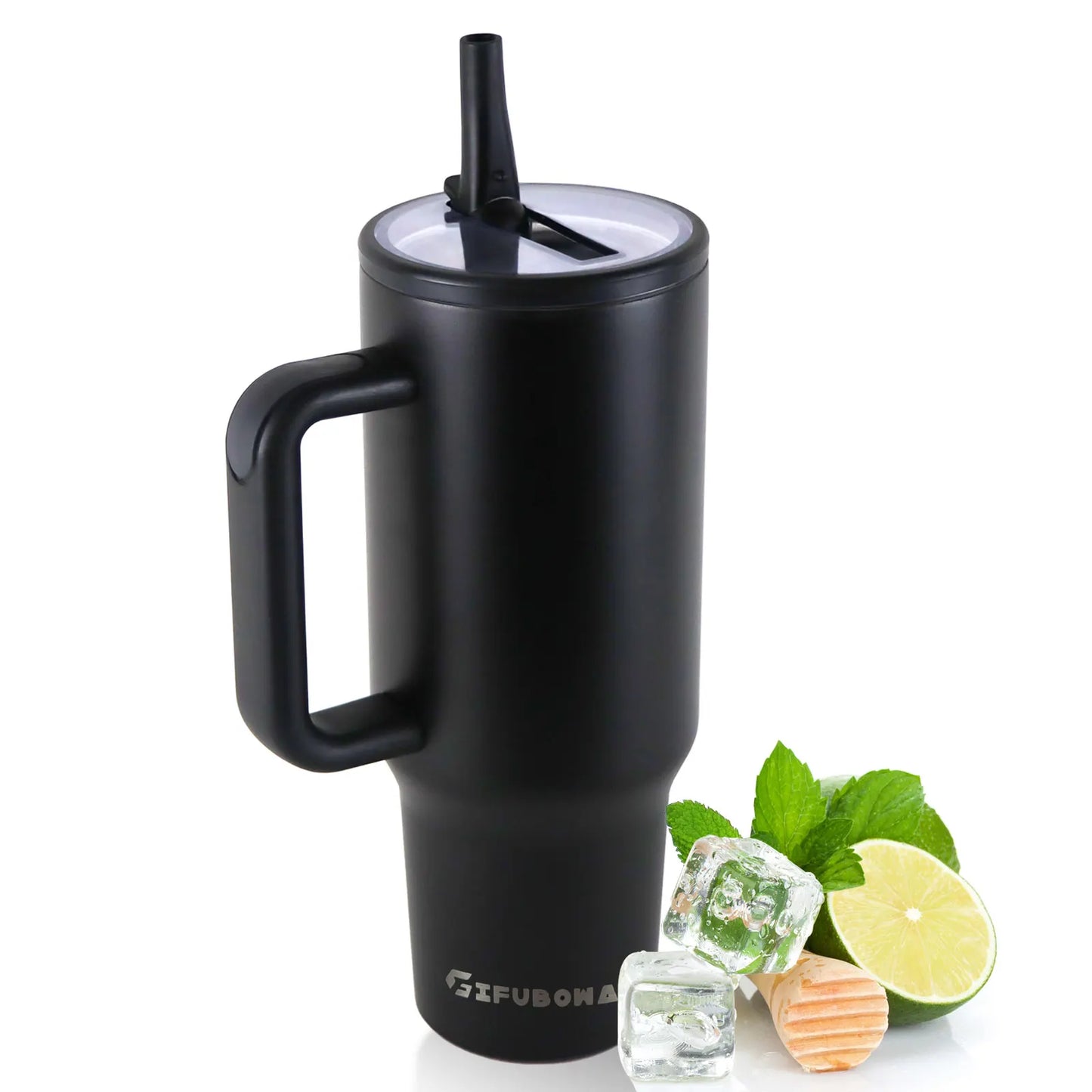 40 oz Insulated Tumbler with Handle Straw Double Wall Vacuum Leakproof Thermal Iced Travel Mug Hot Drink Coffee Cup with Lid