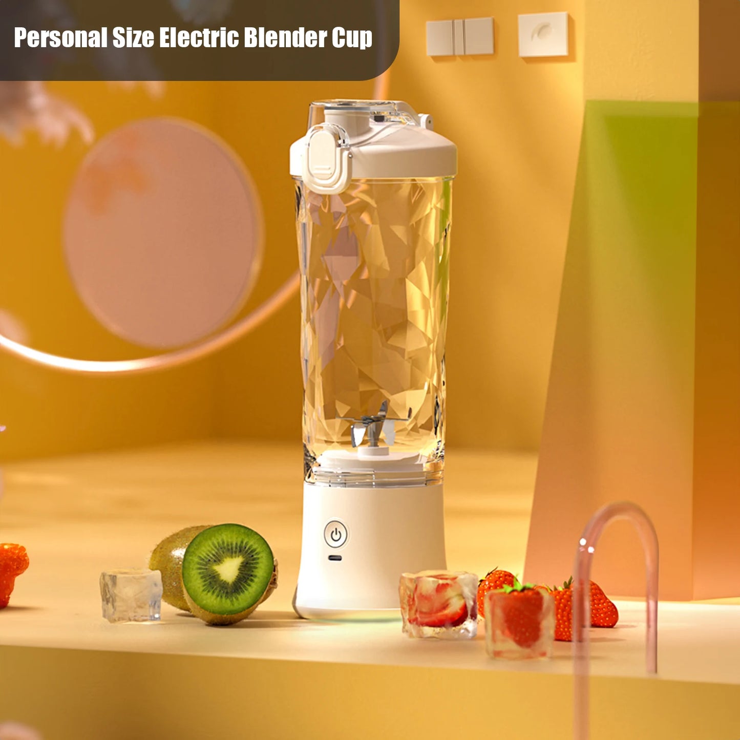 600ml Portable Blender Juicer Cup Handheld for Shakes and Smoothies 150W Waterproof Rechargeable for Travel Sports Home Office