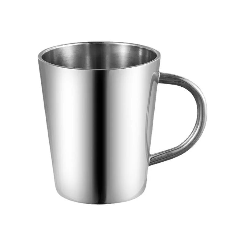 300ml Double-Layer Water Cup 304 Stainless Steel Thermal Coffee Beer Mug With Handle Gold Sliver Heat insulation Coffee Cup - Gabriel