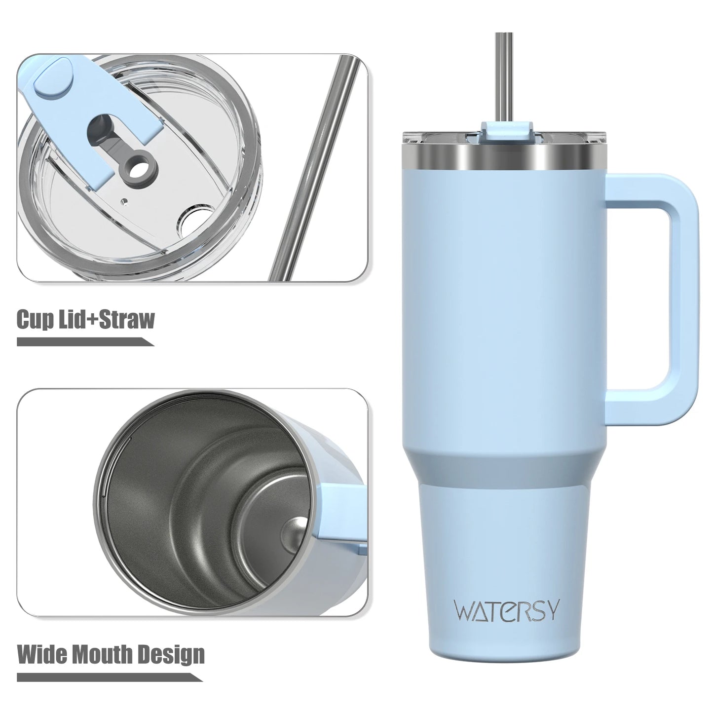 900/1200 ml isolierter Becher mit Griff und Strohhalmdeckel, 40 oz große Edelstahl-Wasserflasche, Thermobecher fürs Büro und Zuhause