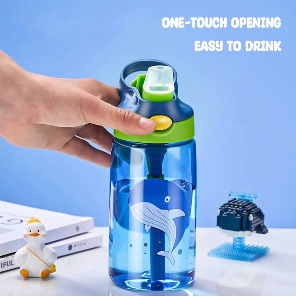 480ml Kids Water Bottle With Straw Kids Water Sippy Cup Children Plastic Bottles Outdoor Drinking Bottle For Students Drinkware