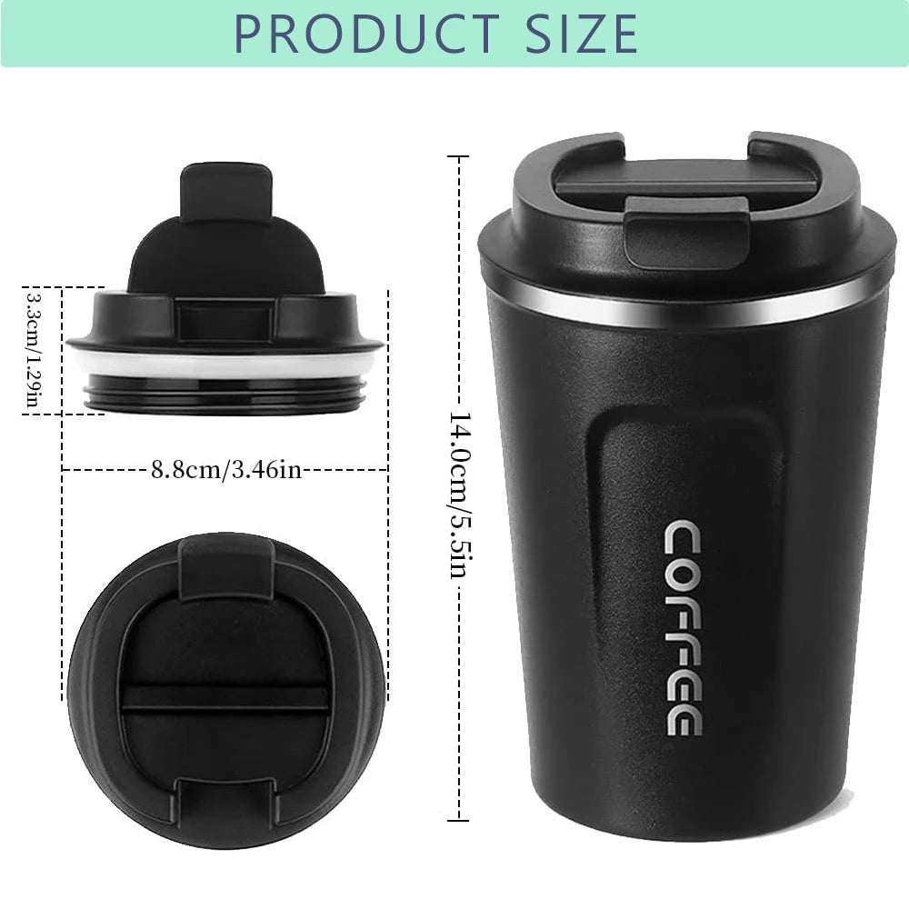 12OZ/17OZ Insulated Coffee Travel Mug Double Wall Stainless Steel Reusable Coffee Tumbler with Leakproof Lid for Ho