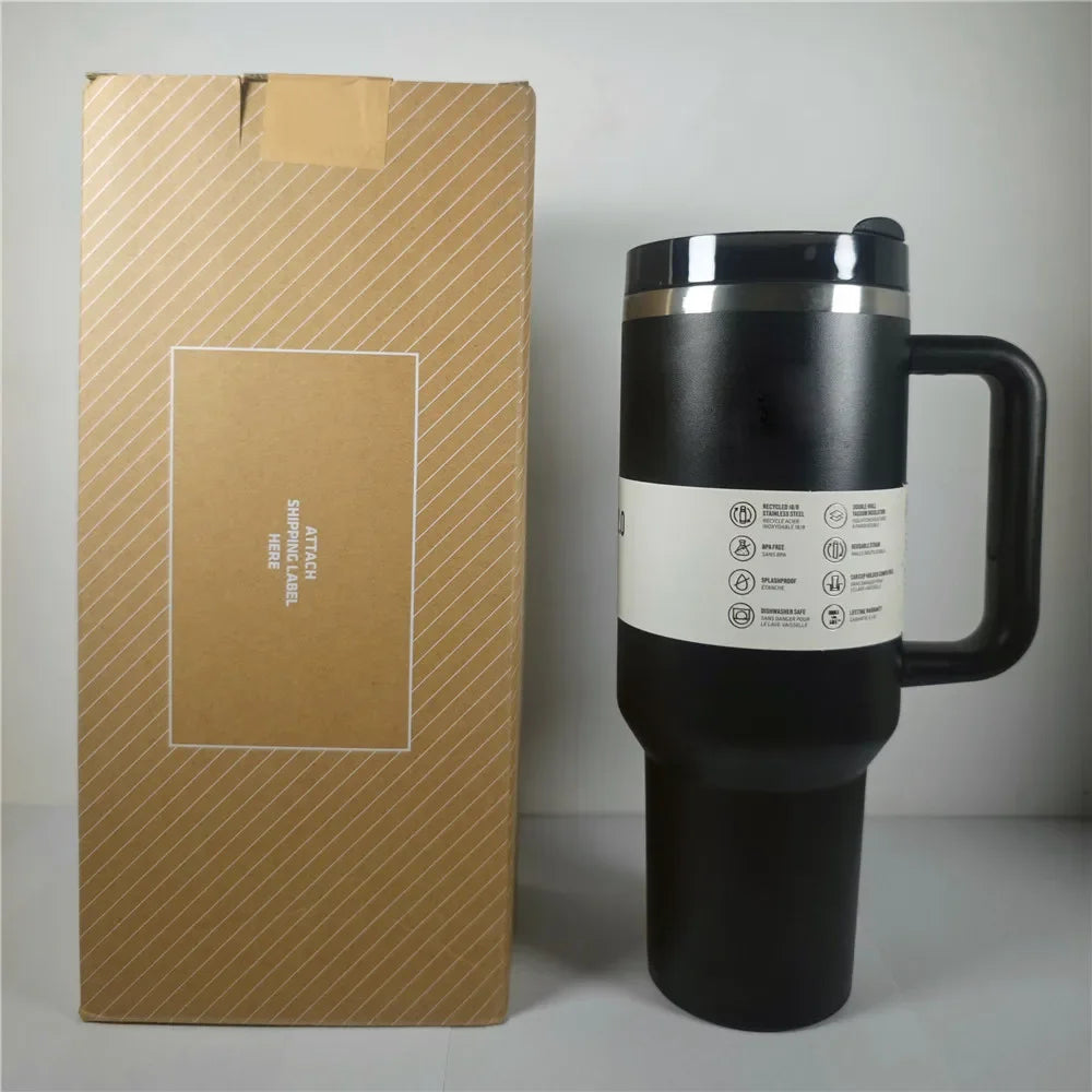 40oz Tumbler with Handle Flask Lasting Hot Water Thermos Stainless Steel Thermal Cups for Sport Bottles Iced Cooffee Mug