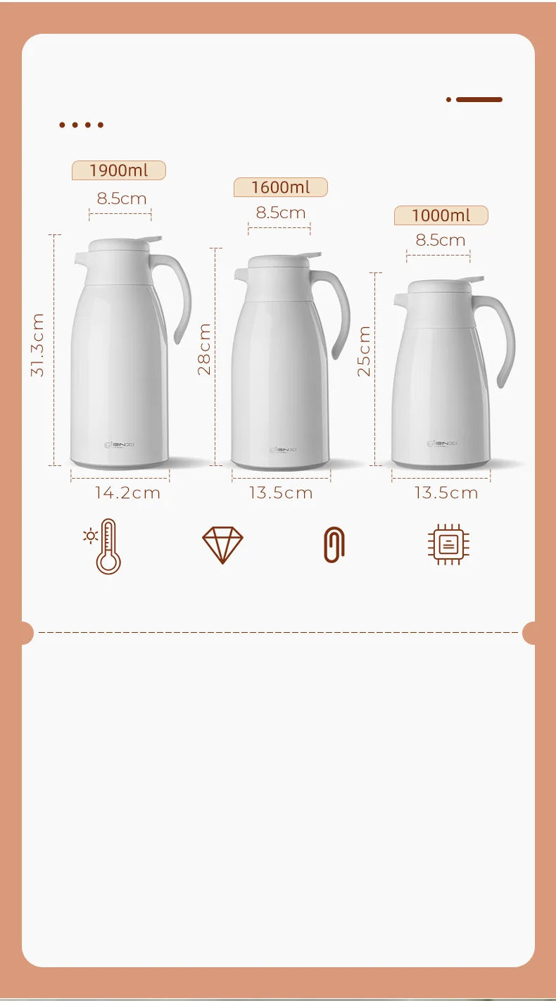 Insulation Kettle Household Long Term Insulation Thermos Bottle Large Capacity Glass Inner Leakproof Insulation Water Pot