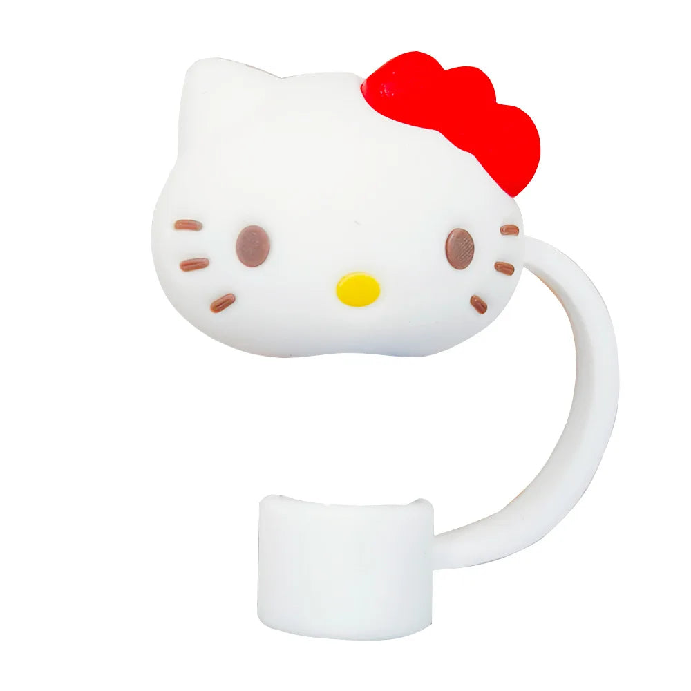 Sanrio Silicone Sealing Straw Plug Cute Hello Kitty Reusable Drinking Dust Cap Plugs Tips Cover Suit Cup Cartoon DIY Accessories