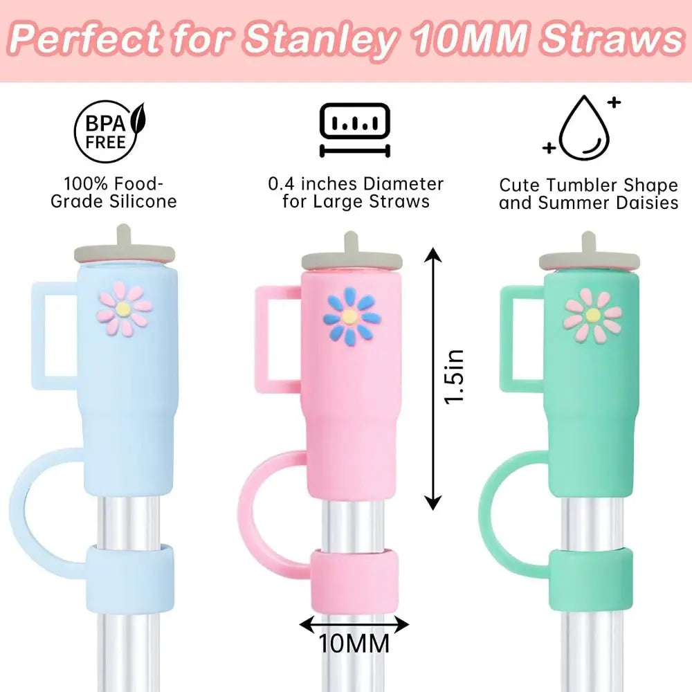 1Pcs Home Kitchen Party Silicone Straw Cover Caps Compatible 10mm for Stanley Cup Reusable Straw Tip Covers Drinking Straws Plug