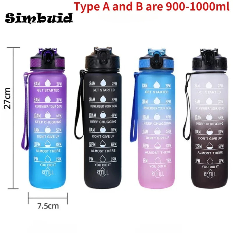 600ML Sports Water Bottle with Time Marker Leak-proof Cup Motivational Portable Water bottle for Outdoor Sport Fitness