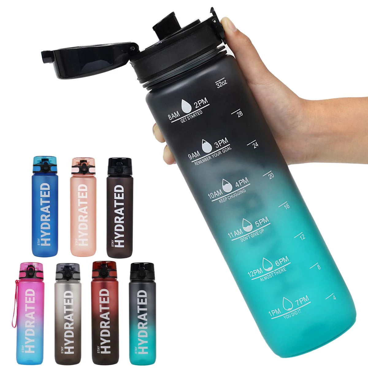 Water Bottle 7 colors 32oz Leak Proof Colorful Plastic Travel drinkware Large Capacity Water Jugs Drinking for Outdoor Hiking