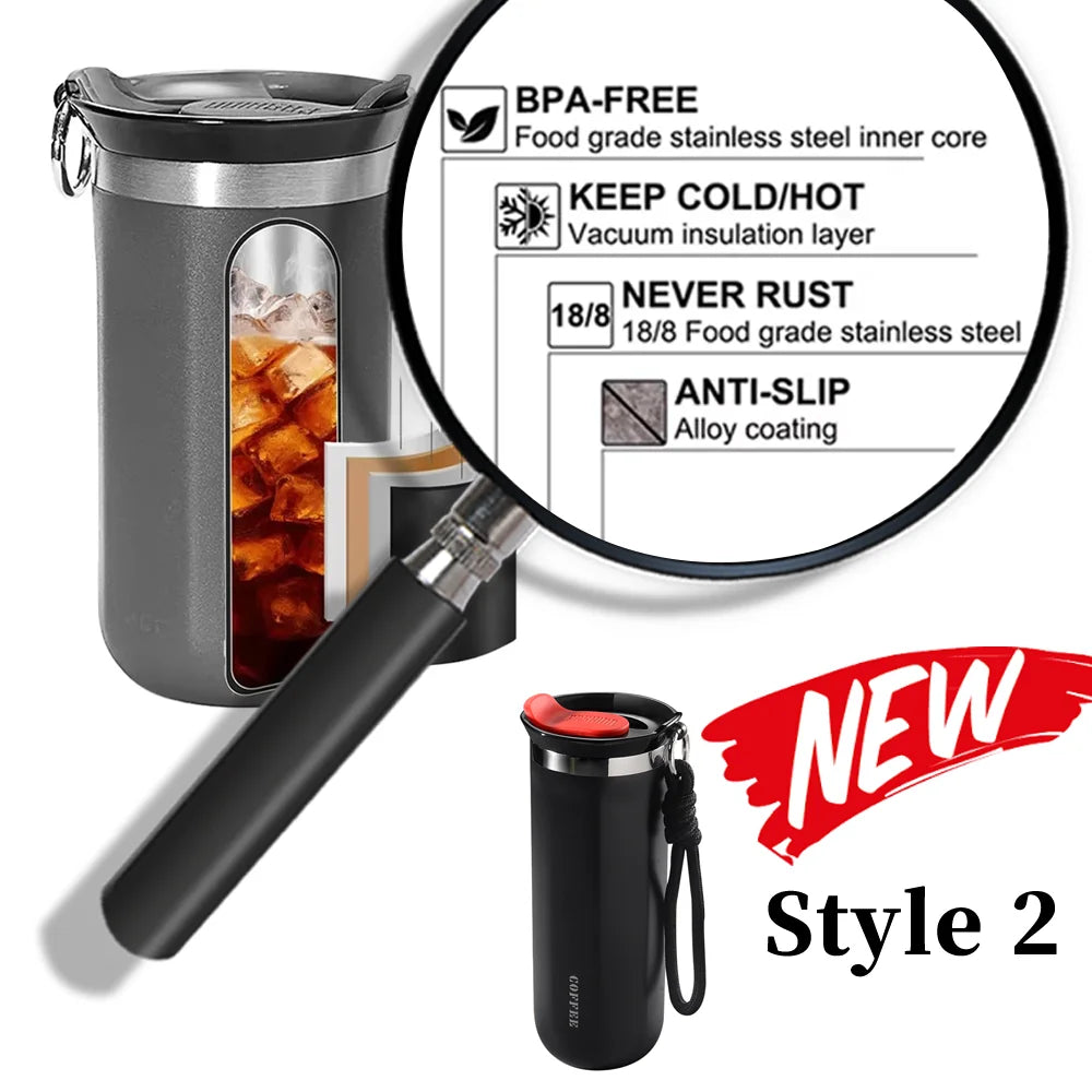 Thermal Mug Thermos Bottle for Coffee Tumbler Cup Water Bottle Stainless Steel Insulated Vacuum Flask Leakproof Travle Drinkware